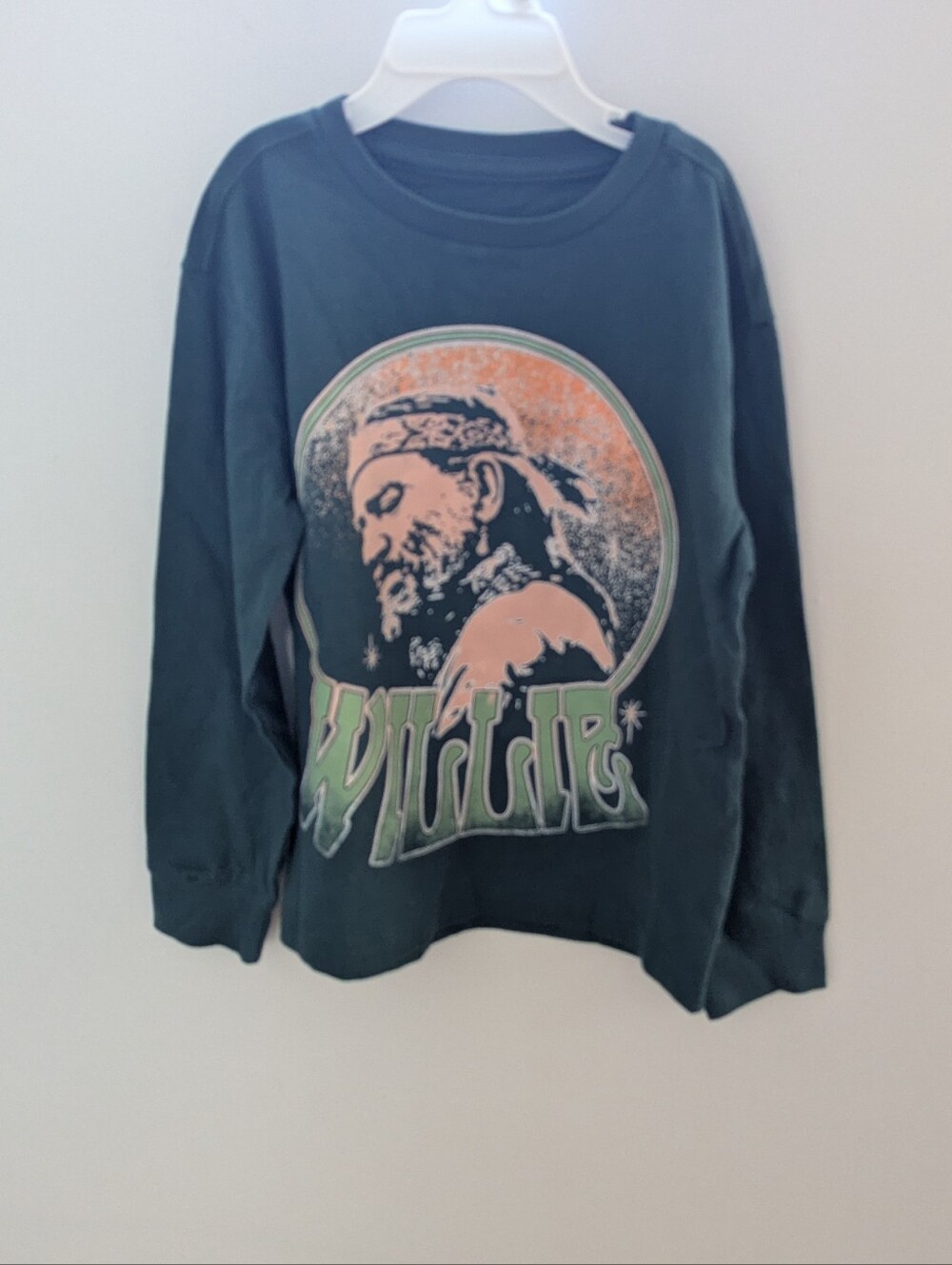 Willie Nelson GAP Dark Teal Long Sleeve Cotton Shirt Country Folk Band